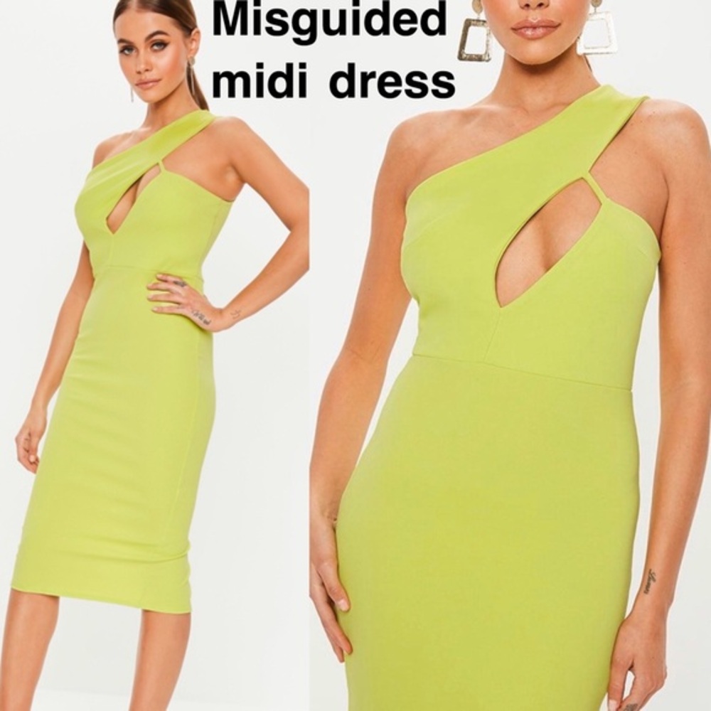 NWT Missguided Lime Green Midi Size 8 - Picture 2 of 6